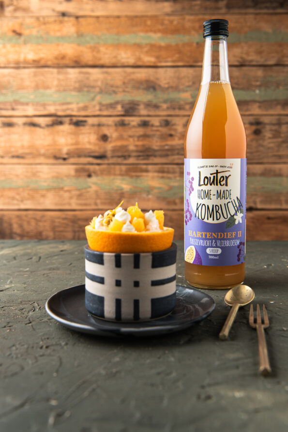 Louter Kombucha – Passievrucht en Mascarpone met Granite Louter Kombucha Passievrucht en Mascarpone met Granite